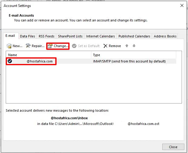 outlook account settings
