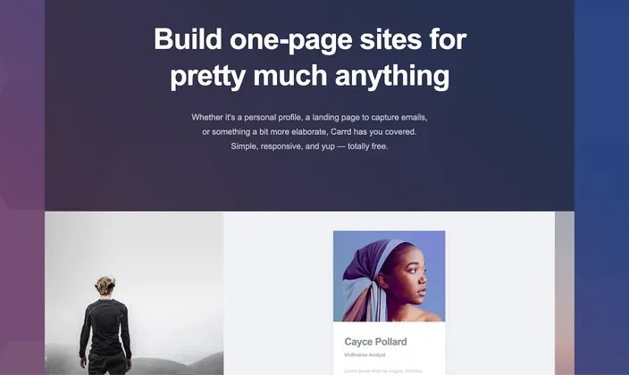 Carrd one page website builder main page