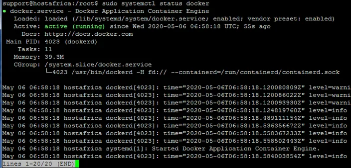 Docker output