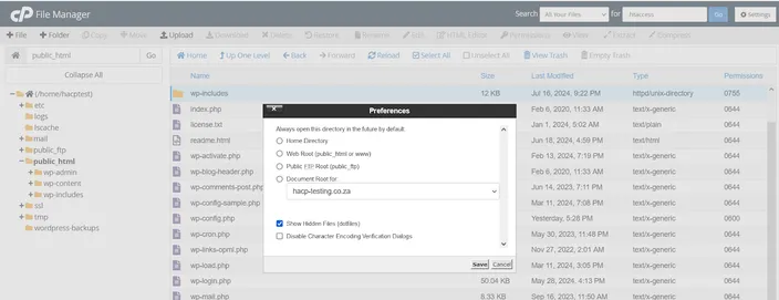 Show hidden files