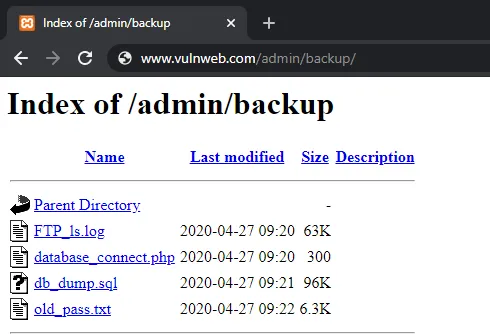 index of /admin/backup parent directory
