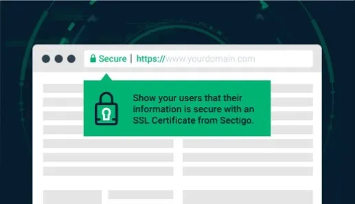 Sectigo SSL Certificate on animated web browser