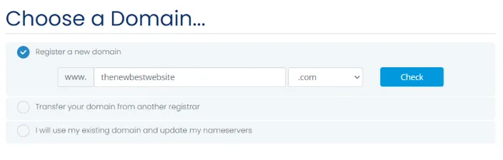 Confirming that a domain is available for purchase on the HostAfrica domain checker page
