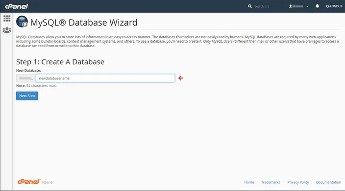 mysql wizard step 1