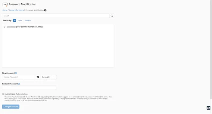 whm password modification dashboard