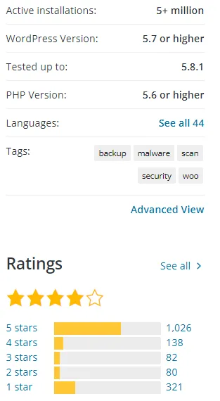 Jetpack key specs from WordPress